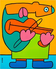 On the silhouette of the violin, a breath of kindness has landed by Thierry Noir, 2023, acrylic on canvas, sold May 2025