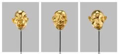 Fang Lijun, Three works: (i) Goldhead No. 13; (ii) Goldhead No. 14; (iii) Goldhead No. 15, 2005, gold leaf on metal
