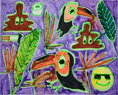 Katherine Bernhardt, Untitled, 2016, acrylic and spray paint on canvas