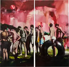 Yukimasa Ida, Sky –red light–, 2016, oil on canvas, diptych