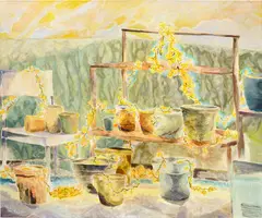 Rooftop between day and night by Cheung Tsz Hin, 2021, oil on canvas, sold Mar 2025