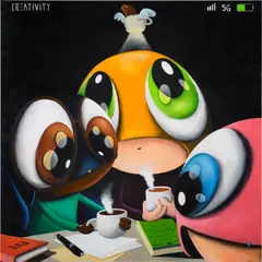 Edgar Plans, Creative Coffee, 2023, mixed media on canvas