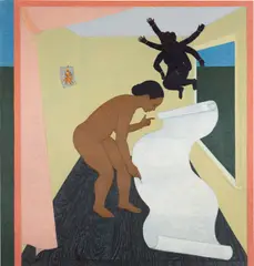 Performing Painting: Author by Mequitta Ahuja, 2015, oilstick on canvas, sold Mar 2025