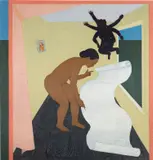 Mequitta Ahuja, Performing Painting: Author, 2015, oilstick on canvas