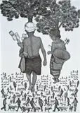 Joydeb Roaza, In Search of Indigenous people 2, 2024, ink on paper