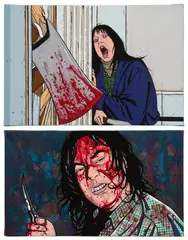 Chen Fei, Two works: (i) Victim Series – The Shining; (ii) Infectious Series – Ebola, 2010, acrylic on canvas