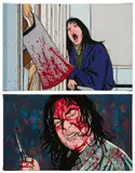 Chen Fei, Two works: (i) Victim Series – The Shining; (ii) Infectious Series – Ebola, 2010, acrylic on canvas