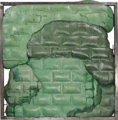 Neil Beloufa, Secured Wall Series, 2015, foam, pigment, wood and iron, in artist's frame