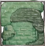 Neil Beloufa, Secured Wall Series, 2015, foam, pigment, wood and iron, in artist's frame