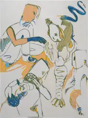 The Other Ear by Melike Kara, 2016, acrylic and oil sticks on canvas, offered Mar 2025