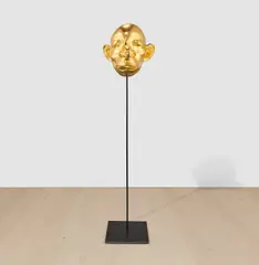 Fang Lijun, Goldhead No. 20, 2005, gold leaf on metal
