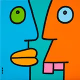 Thierry Noir, The dialogue pauses for a relatively short time, acrylic on canvas