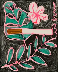 Katherine Bernhardt, Hawaii Smoke, 2016, acrylic on canvas