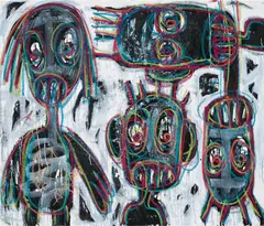 Aboudia, Spectacle Watchers, 2016, acrylic and oil stick on canvas