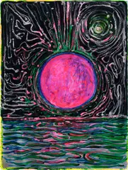 Electric Night – Moonrise – Red Tide by Thomas Houseago, 2020, acrylic on paper, offered Apr 2025