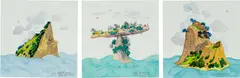 Three works: (i) Read & Drink; (ii) Balanced; (iii) Rest by Stephen Wong Chun Hei, 2021, watercolour on paper, sold Apr 2025