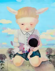 Hikari Shimoda, Easy Sadness, 2010, acrylic and gouache on paper mounted on wood panel