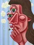 Robert Pokorny, Wallflower, 2021, acrylic on linen mounted on panel
