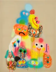 Mountain Glacier by Jon Burgerman, 2021, aerosol, acrylic and oil bar on linen, offered Apr 2025