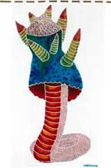 Eko Nugroho, Topi untuk Haring (A Hat for Haring), 2012, batik on cotton fabric