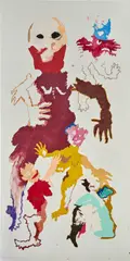 Cindy Phenix, New Kind of Lucidity, 2020, oil, acrylic, pastel, colour pencil and paper on drywall