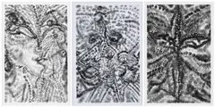 Lucy Bull, Three works: (i) Plume 1; (ii) Plume 2; (iii) Plume 3, 2018, charcoal on paper