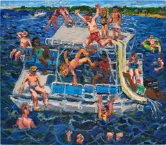 Todd Bienvenu, Party Barge, 2019, oil on canvas