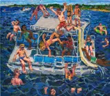 Todd Bienvenu, Party Barge, 2019, oil on canvas