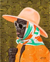 Foster Sakyiamah, Orange Summer Stroll, 2022, acrylic on canvas
