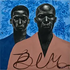 Atanda Quadri Adebayo, Stand By Thy Brother, 2021, acrylic and charcoal on canvas