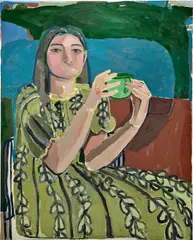 Mònica Subidé, The Woman With The Green Cup, 2021, oil on canvas