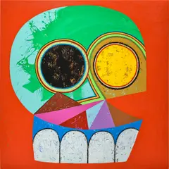 Jonathan Edelhuber, Quarantine Skull, 2021, acrylic on canvas
