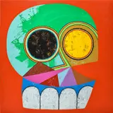 Jonathan Edelhuber, Quarantine Skull, 2021, acrylic on canvas