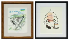 Tadao Ando, Two works: (i) Punta della Dogana; (ii) Bourse de Commerce, Paris, 2010-2020, ink and pastel on paper