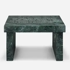 Jenny Holzer, Survival: When there is no safe place..., 1997, Verde Antique marble footstool