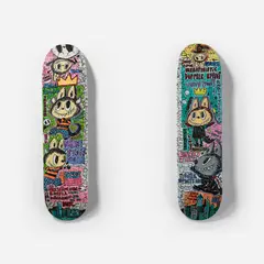 Kasing Lung, Two works: (i) Compact Star; (ii) Binary Star, 2020, acrylic and mixed media on skateboard