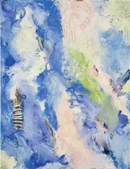 YMA PIMA by Donna Huanca, 2018, oil on digital print on canvas, offered Dec 2025