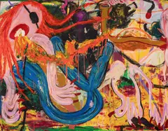 Yirui Jia, Fire A Yawn, 2022, acrylic and glitter on canvas