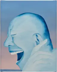 Yue Minjun, Light Blue, 2021, oil on canvas