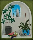 Tom Howse, Alcove Still Life with Duck, 2020, acrylic on flax