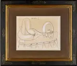 Pablo Picasso, Femme nue allongée, 1961, pencil and wax crayon on paper