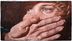 History is its own denial by Joseph Yaeger, 2022, watercolour on gessoed linen, sold Sep 2025