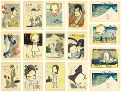 Yoshitomo Nara, In the Floating World (set of 16), 1999, reworked woodcut colour xerox on paper
