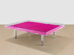 Yves Klein, Table MONOPINK™, 1961, plexiglas, wood, glass, chrome-plated legs and dry pigment