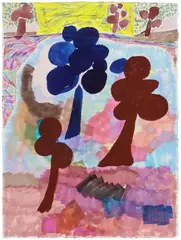 Shara Hughes, Shade Trees, 2020, mixed media on paper