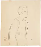 Sanyu, Buste de femme de profil, ink on paper