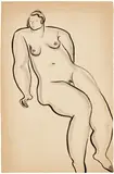 Sanyu, Femme assise bras gauche en arriére, ink on paper