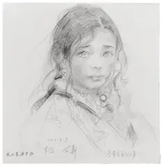 Ai Xuan, Longing - Portrait of a Girl, 2011, charcoal on paper