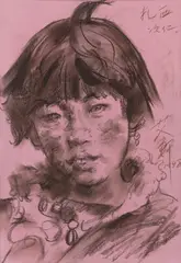 Ai Xuan, Tashi Tsering, 1998, charcoal on paper