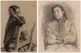 Jin Shangyi, Two works: (i) Little Boy; (ii) Portrait of Quan Zhenghuan, 1954, pencil on paper